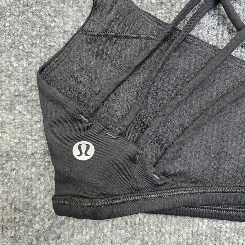 Lululemon Free To Be Wild Bra Womens 6 Black Strappy Back Yoga Athletic Gym Top